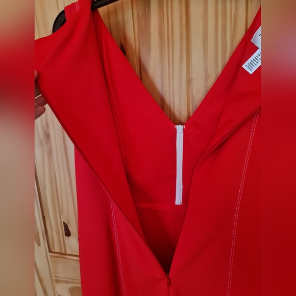 Donna Morgan V Neck Contrast Zipper Stitching BodyCon Sleeveless Lined NWT 14 - Picture 6 of 7